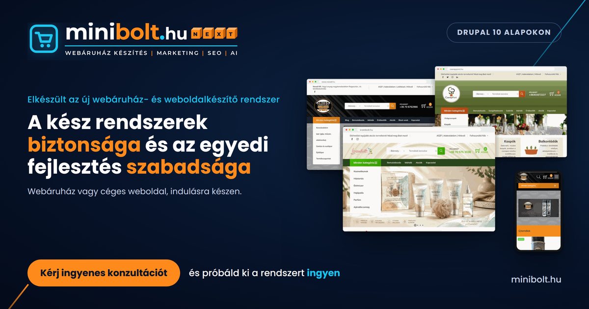 Minibolt Next: új webáruház- és weboldalkészítő rendszer