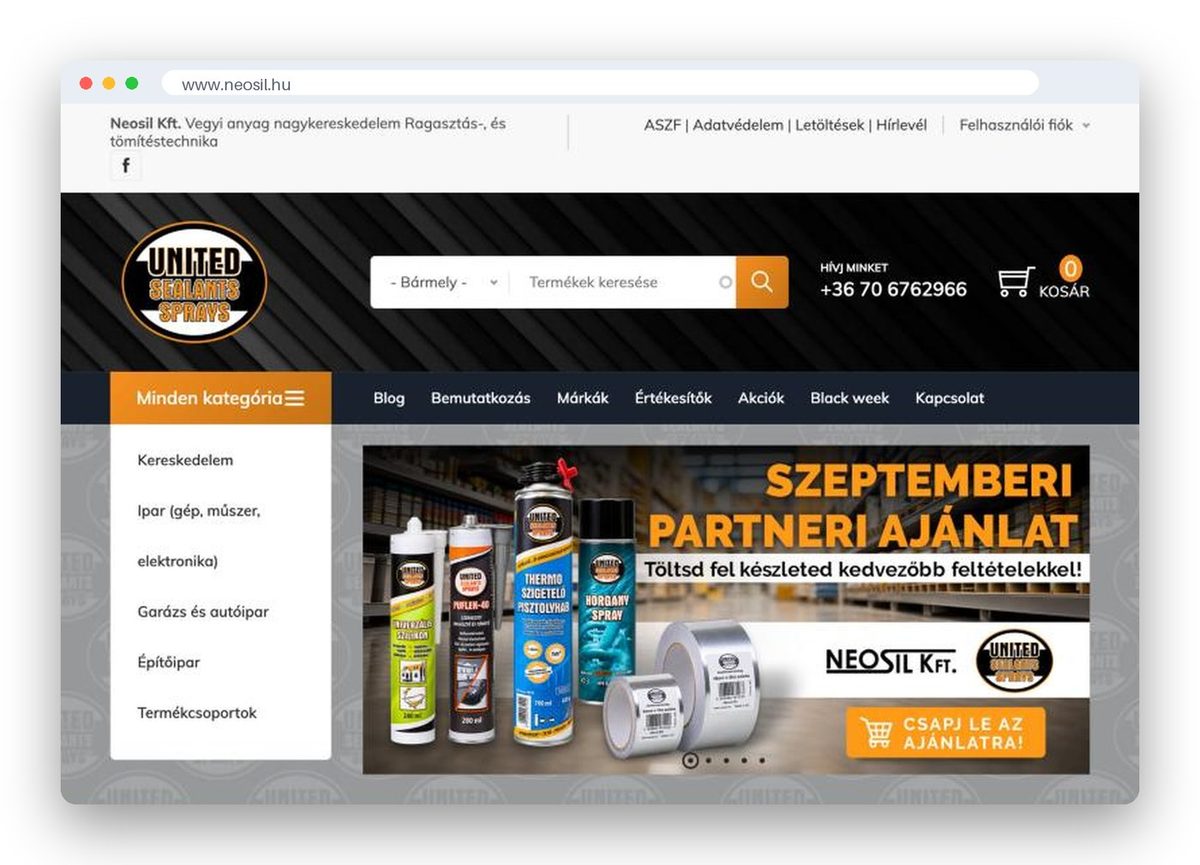 Neosil nagykereskedelmi webáruház – Minibolt Next referencia