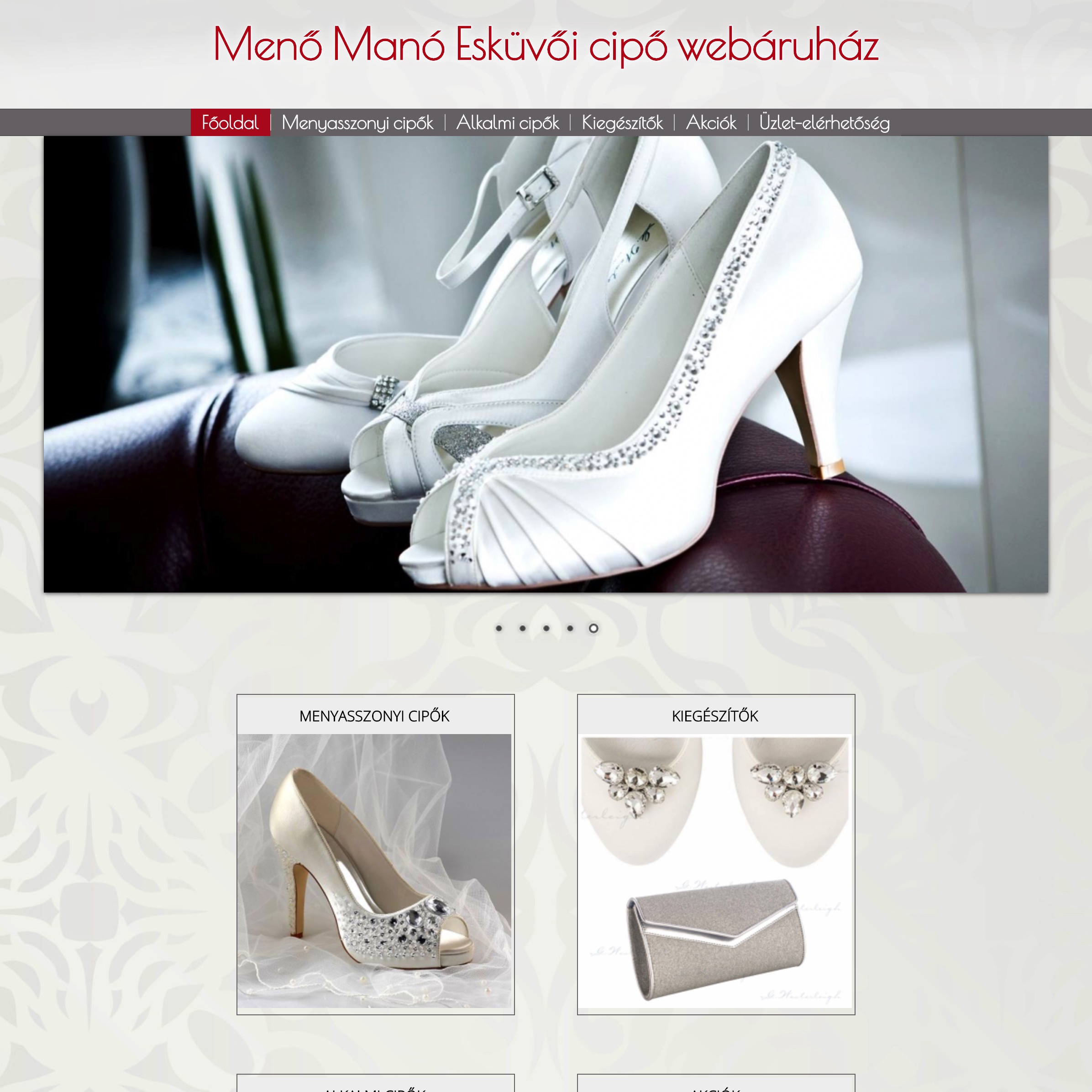 Álomszép menyasszonyi cipők webáruházának elkészítése