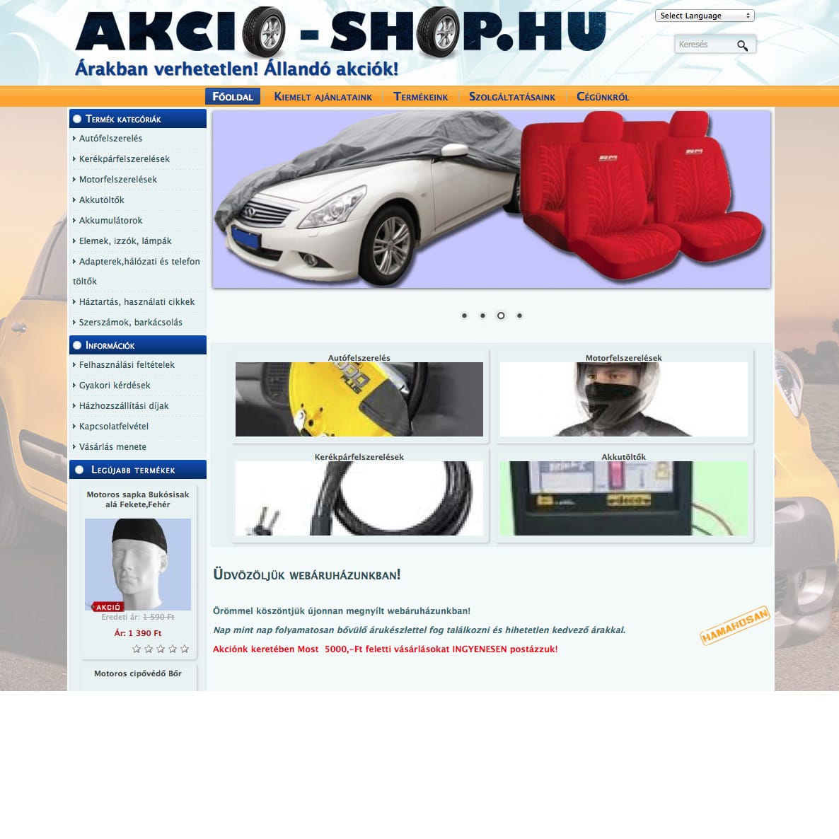 Autóalkatrész és kiegészítő webáruház – Akció-Shop