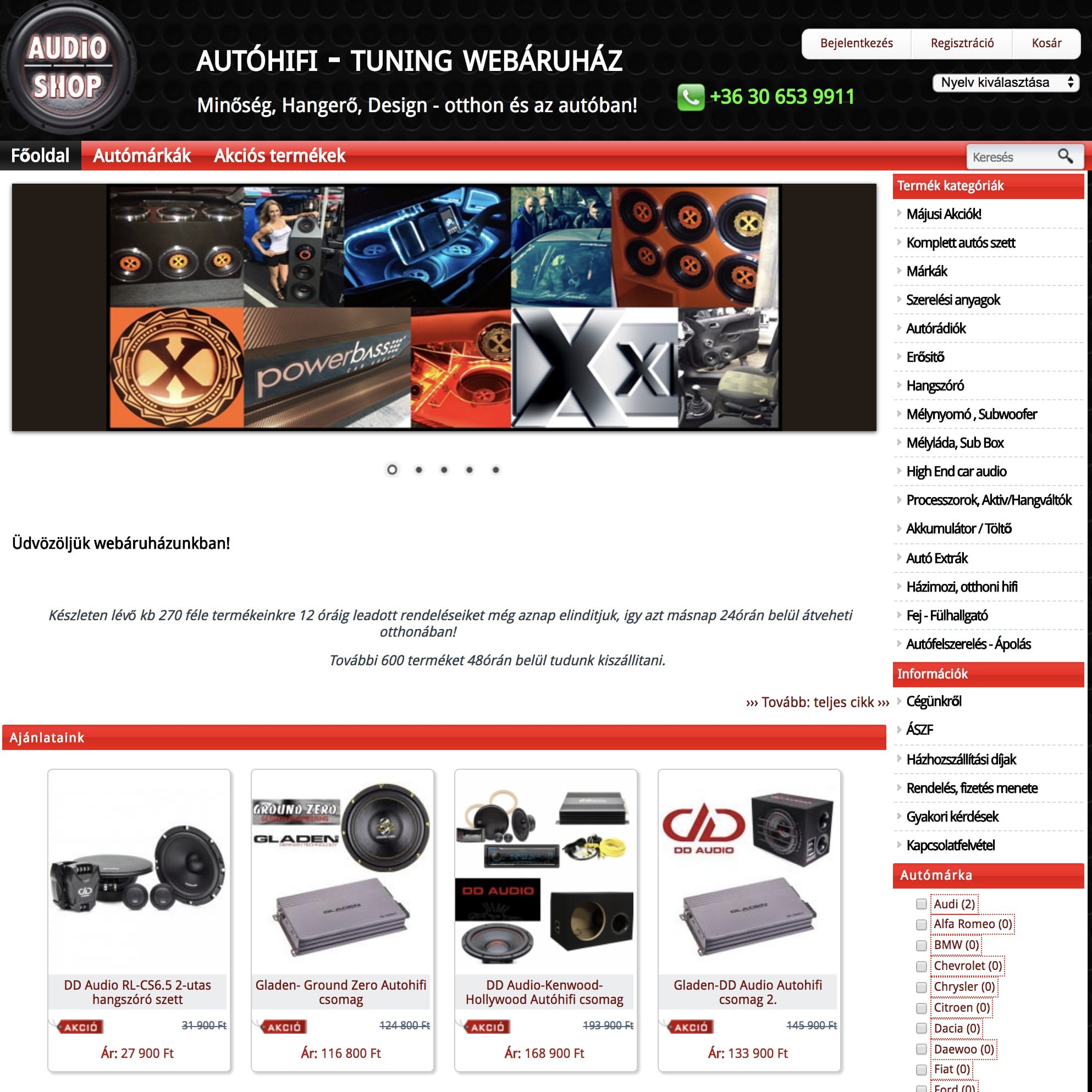 Autóhifi és tuning webáruház – Audioshop