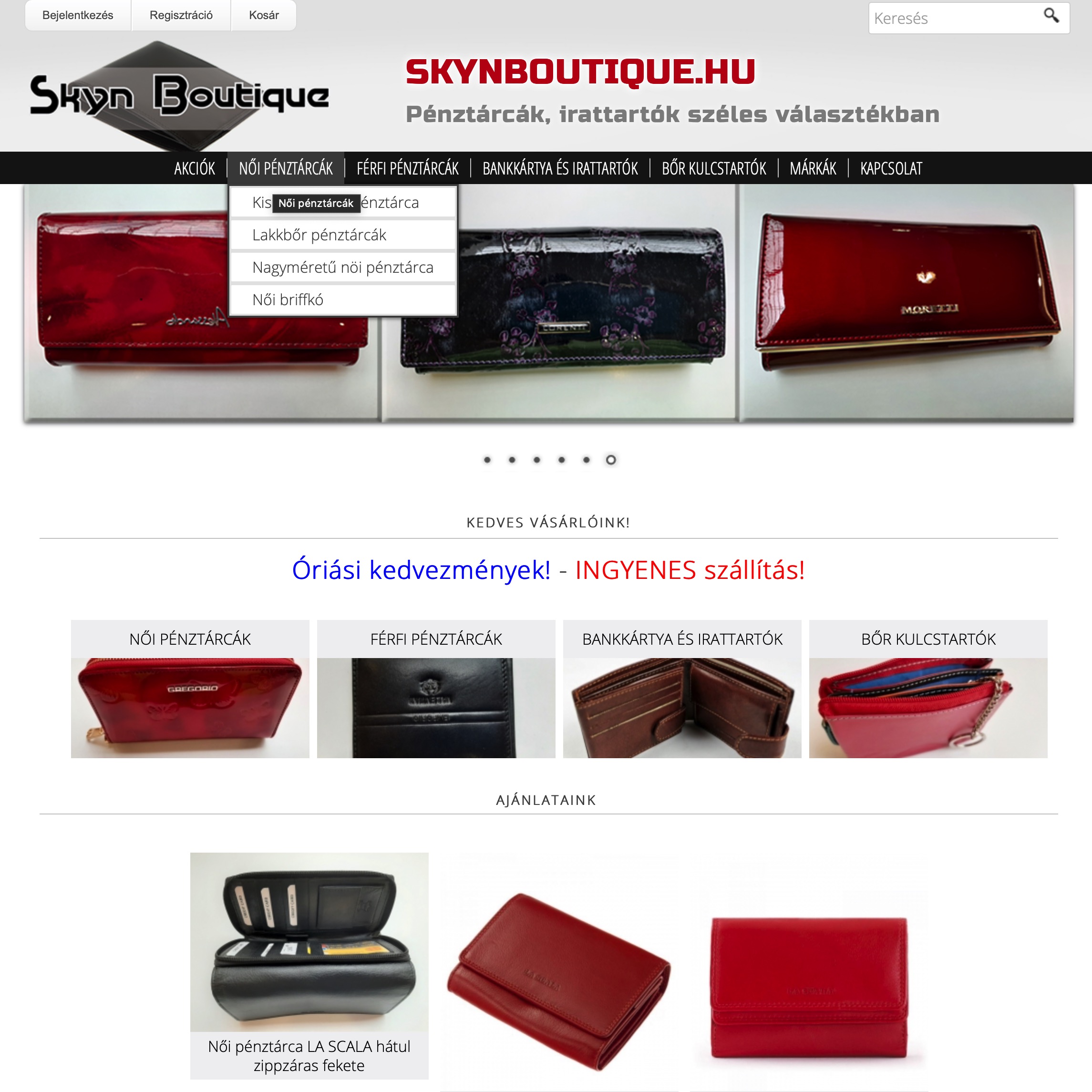 Bőr pénztárca és irattartó webáruház