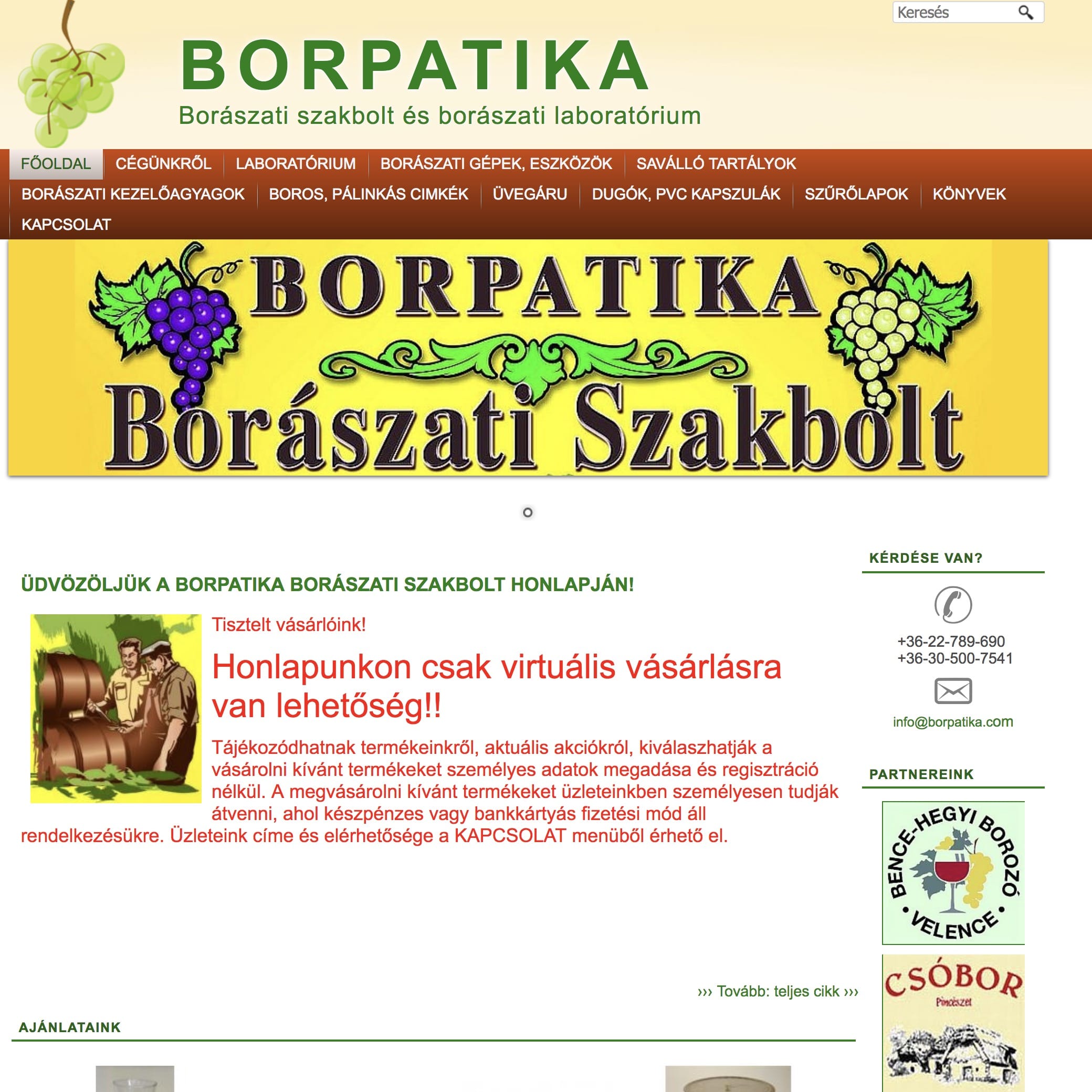 Borászati szakbolt webáruház – Borpatika
