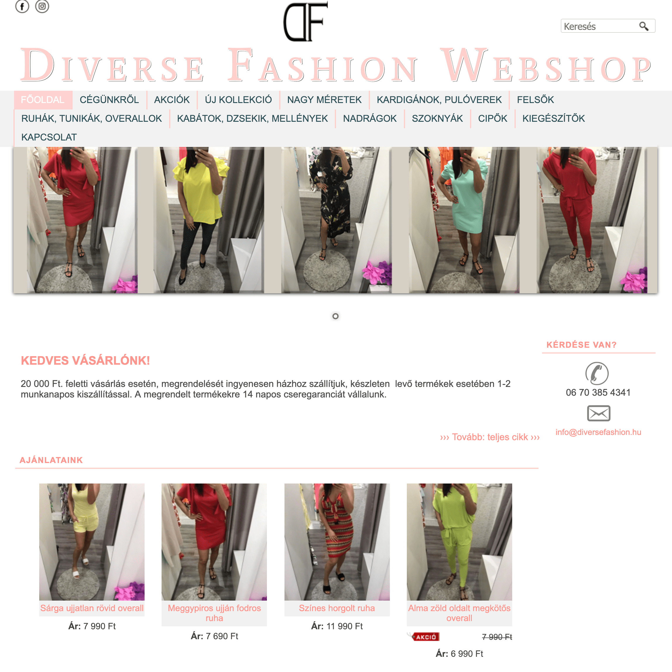 Divat és ruha webáruház – Diversefashion