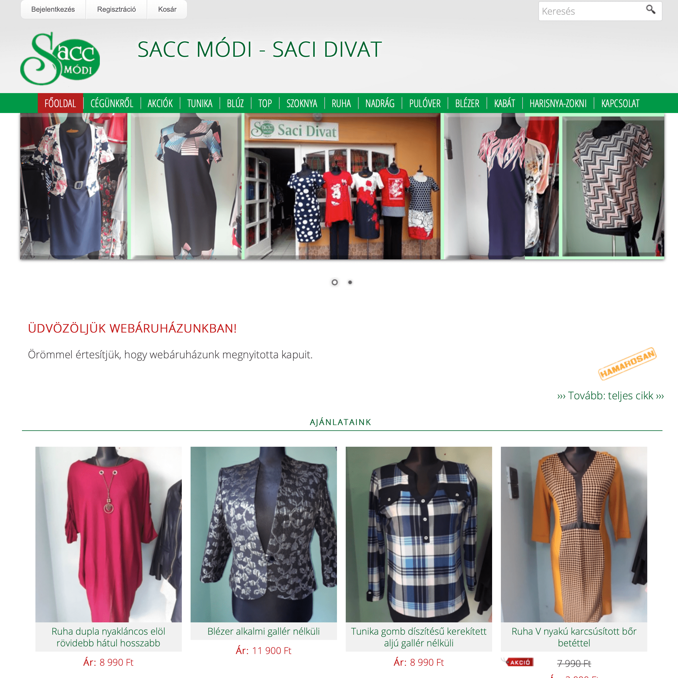 Divat és ruha webáruház – Sacc Módi
