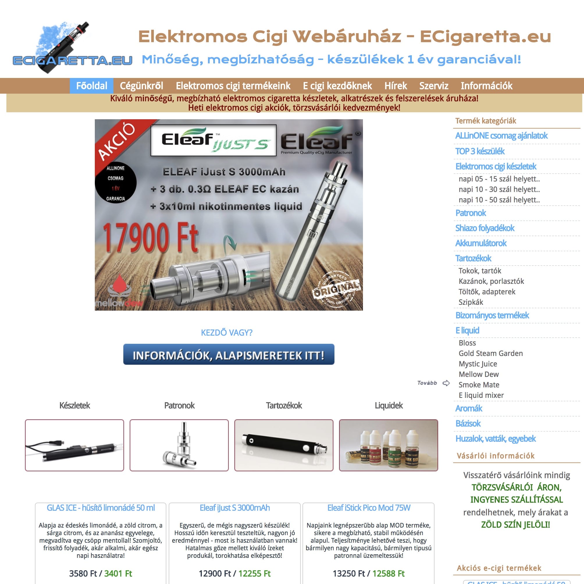 Elektromos cigaretta webáruház