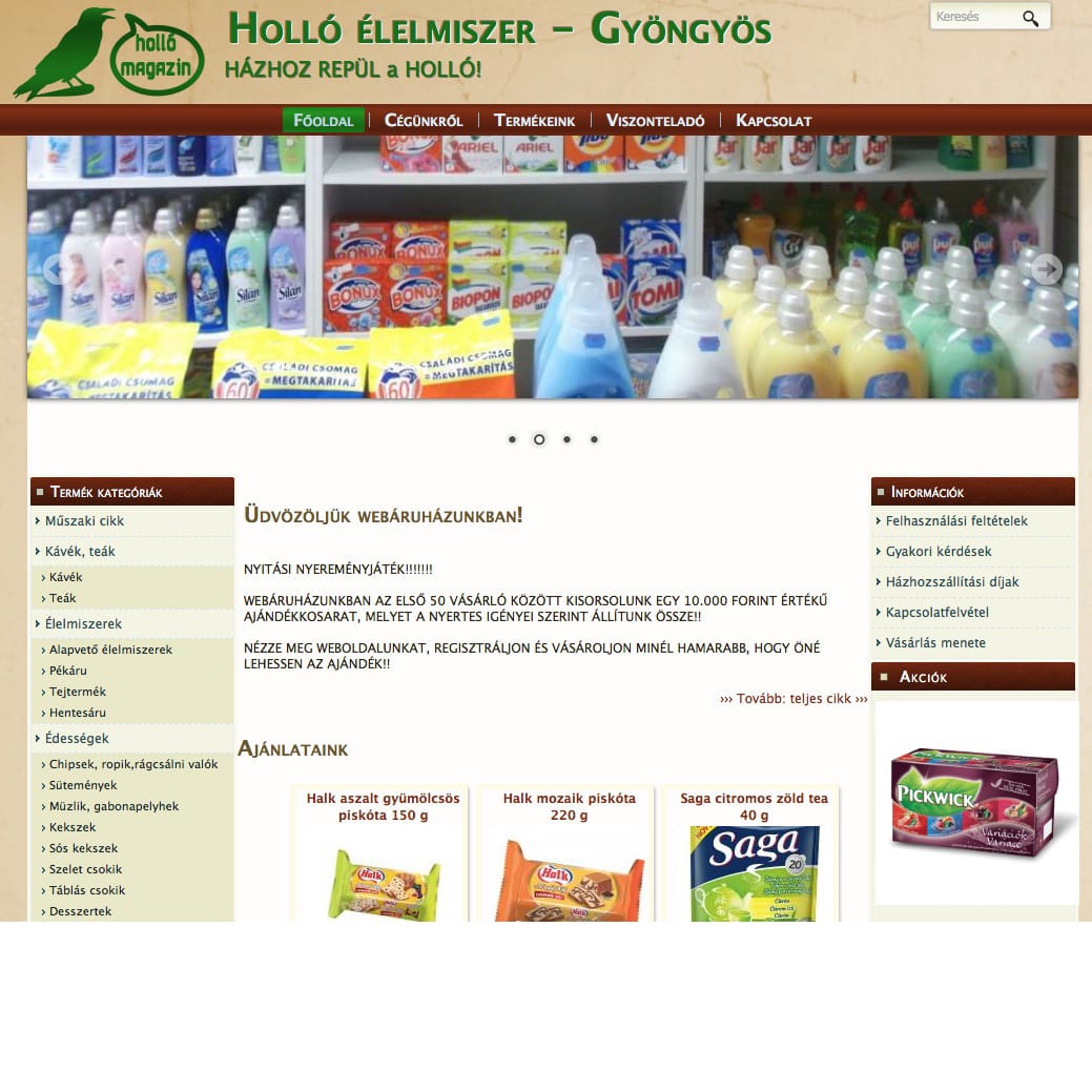 Élelmiszer webáruház – Holló, Gyöngyös