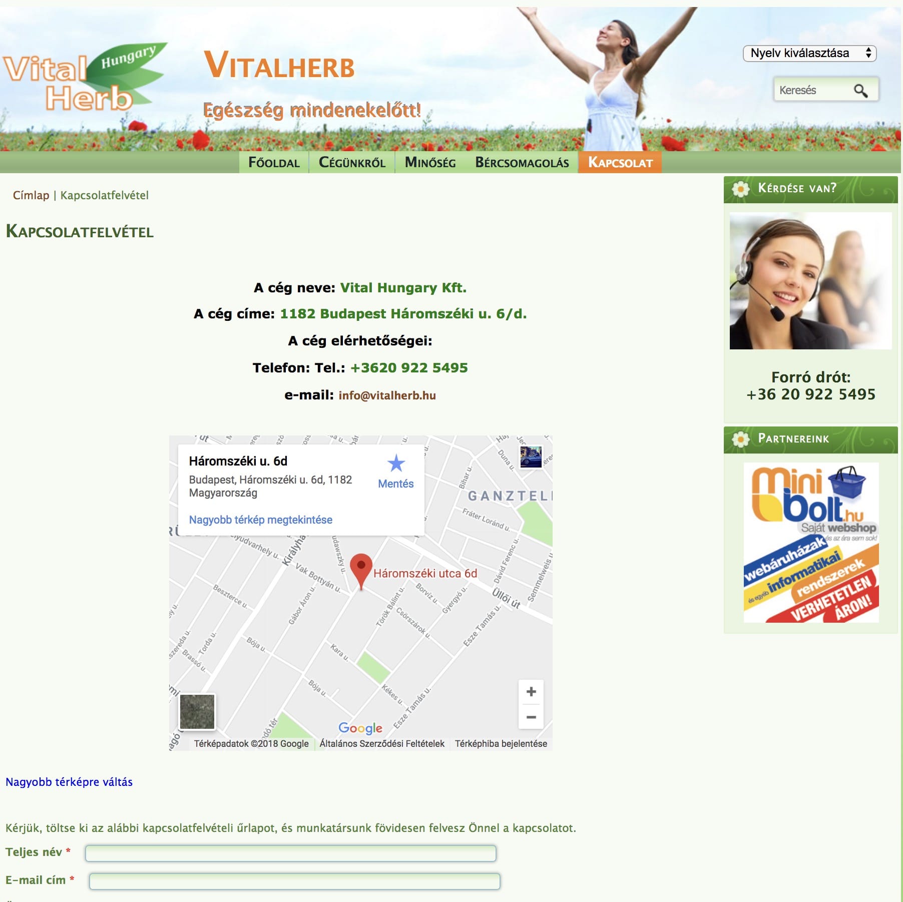 Étrend-kiegészítő webáruház – VitalHerb