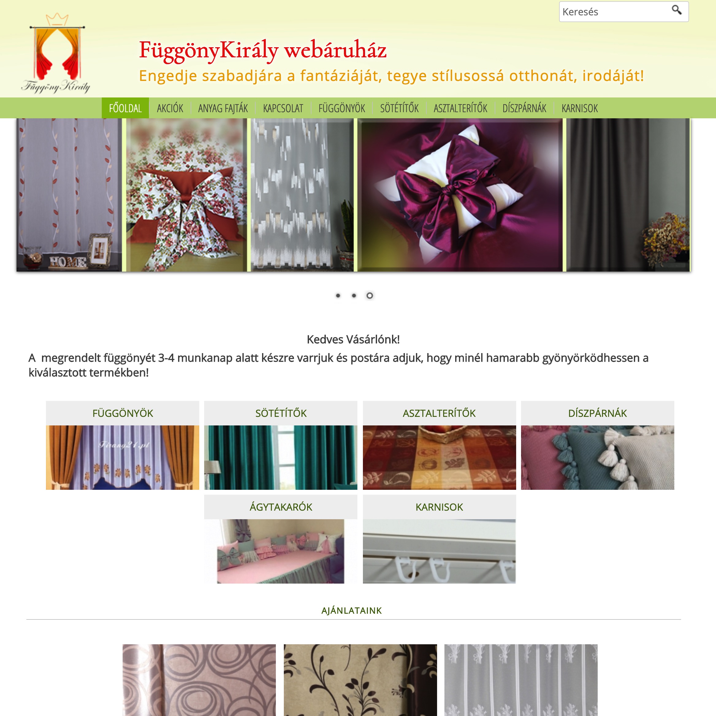 Függöny webáruház – egyedi méretre szabva