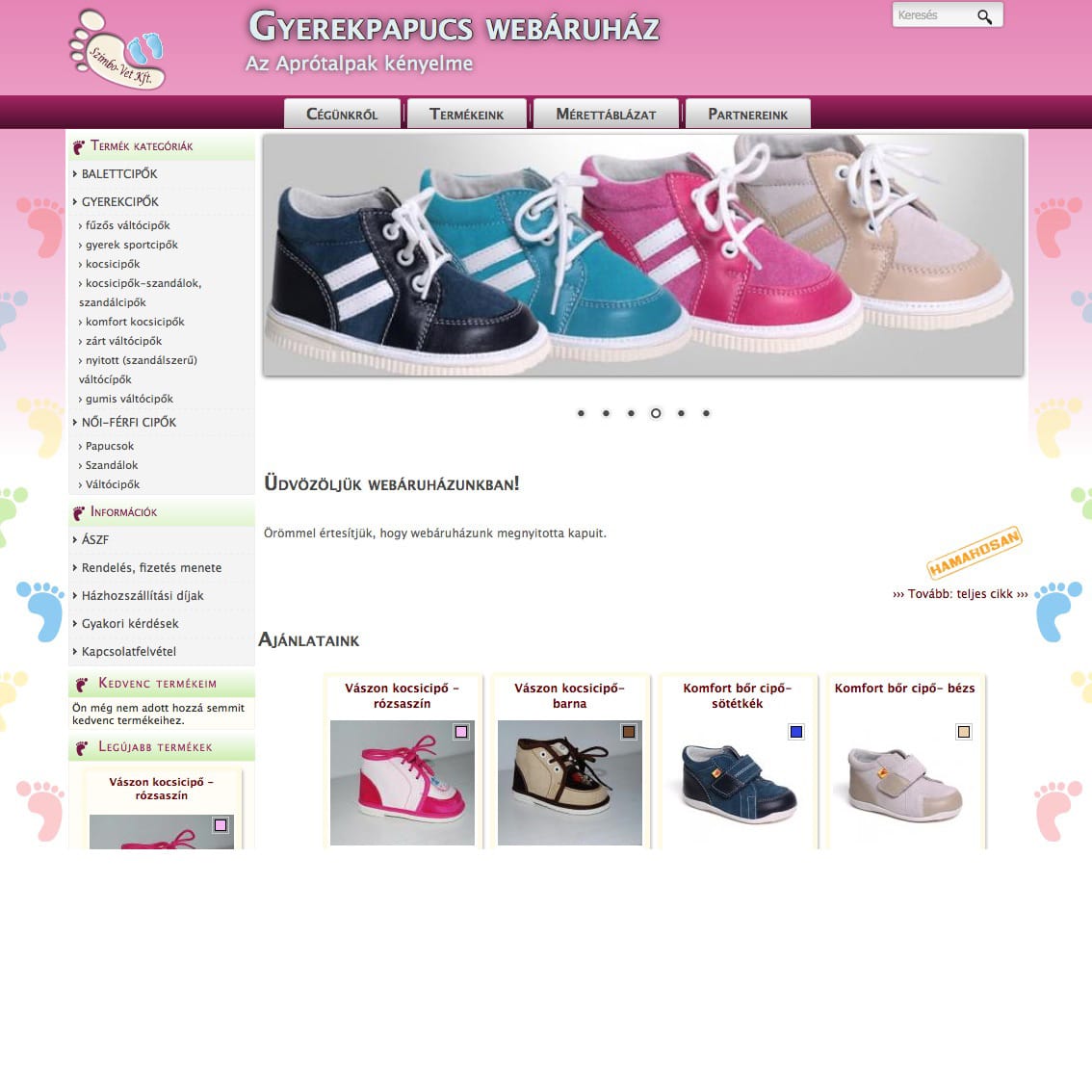 Gyerek papucs és cipő webshop