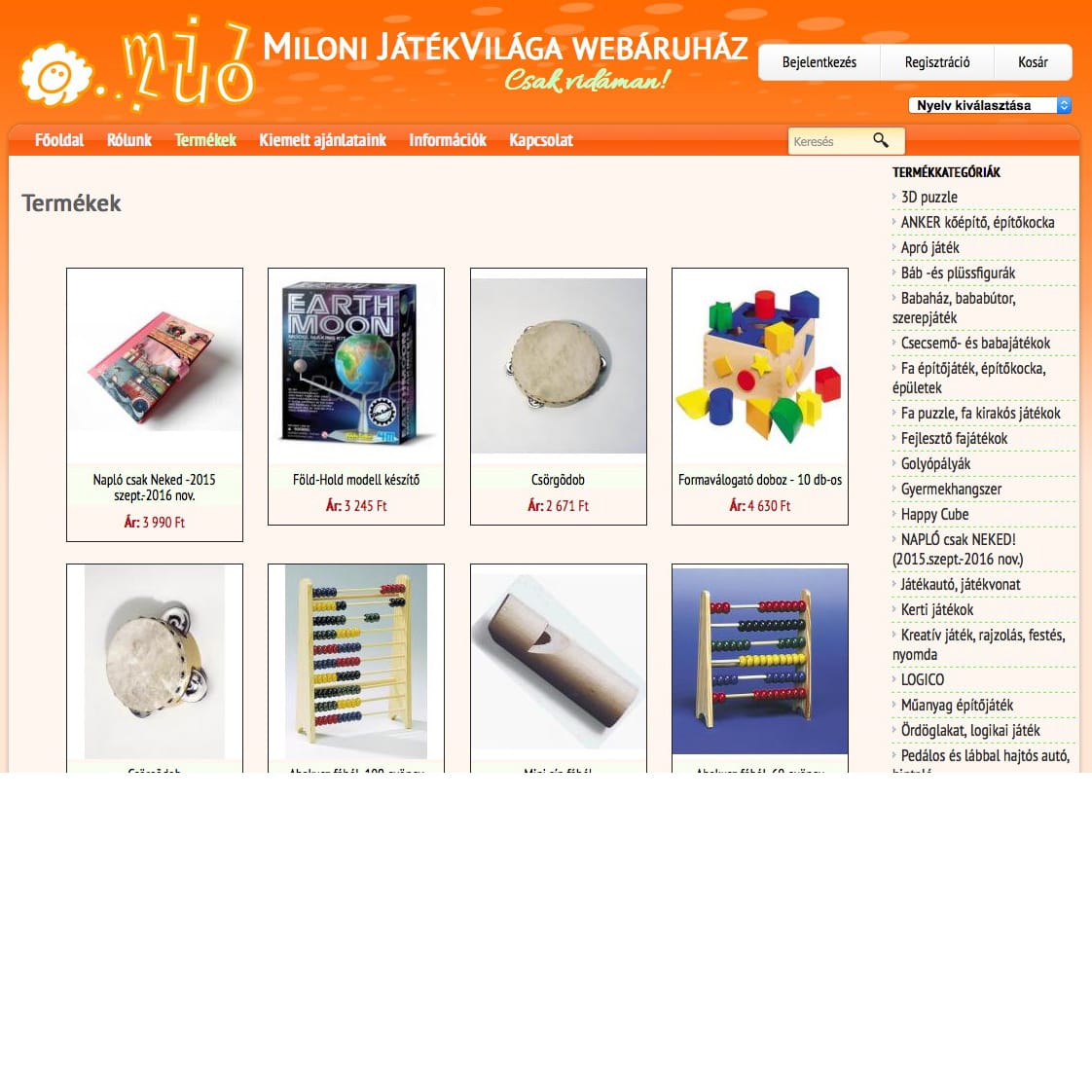 Játék webáruház – Miloni Játékvilága