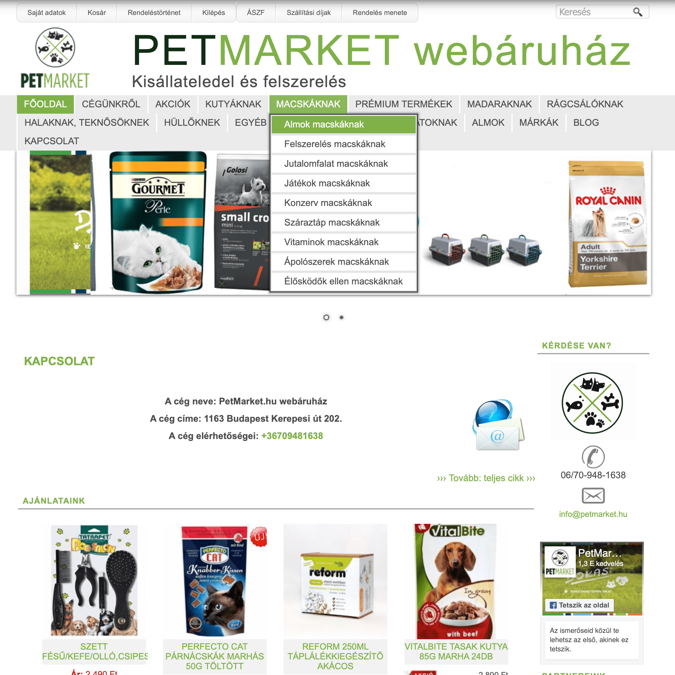 Kisállat eledel webáruház – Petmarket
