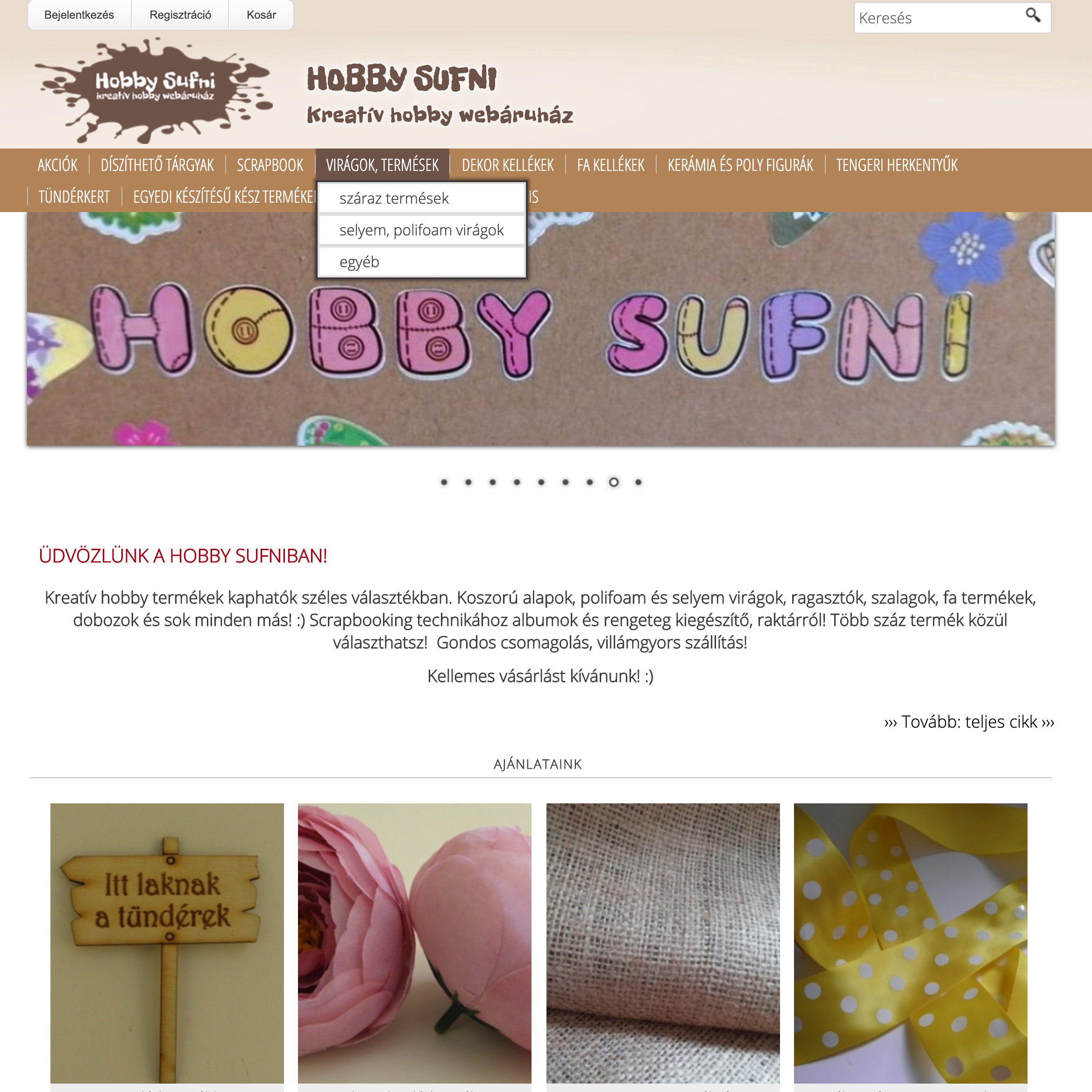 Kreatív, hobby és dekorációs termékek webáruház