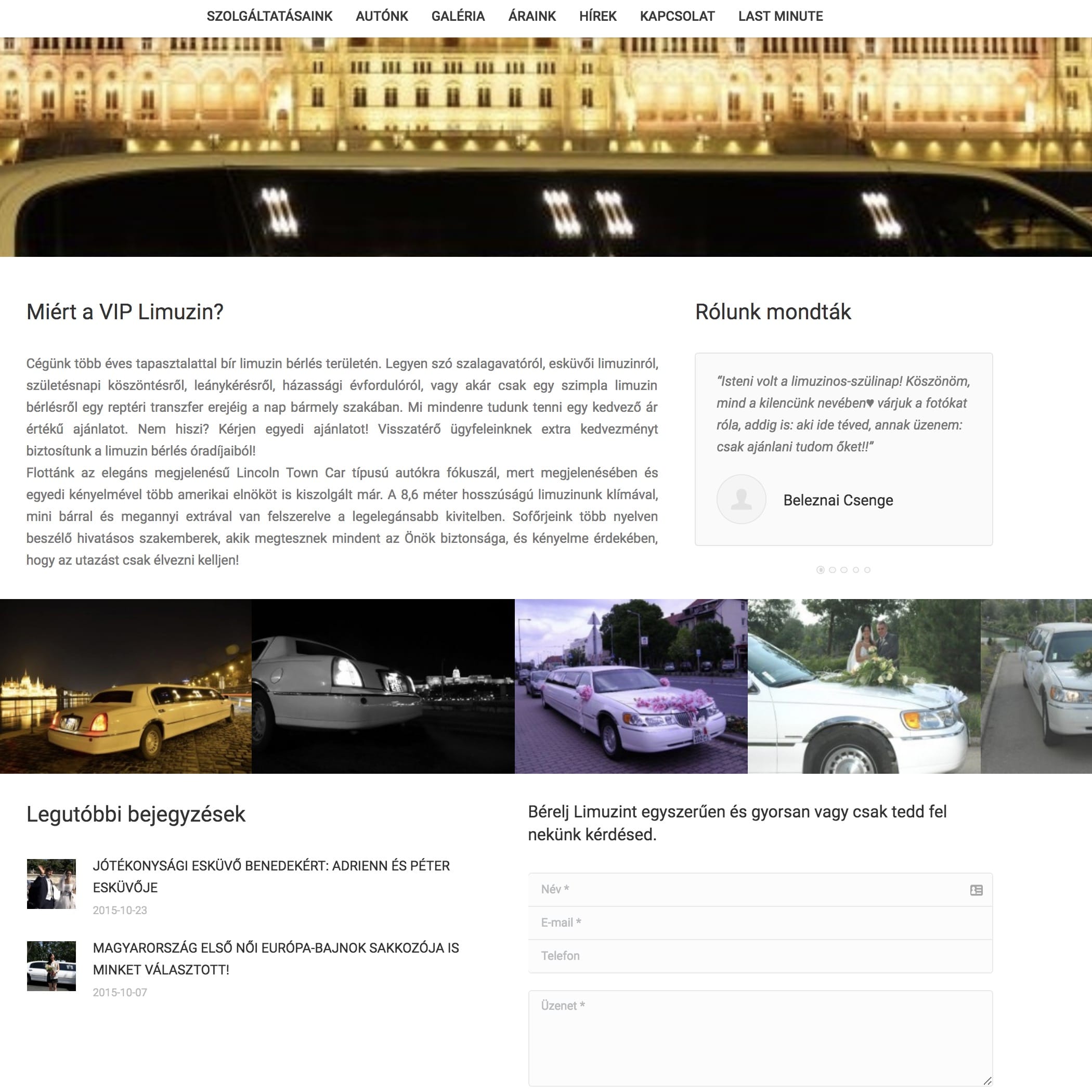 Limuzin bérlés Budapesten – keresőoptimalizált weboldal