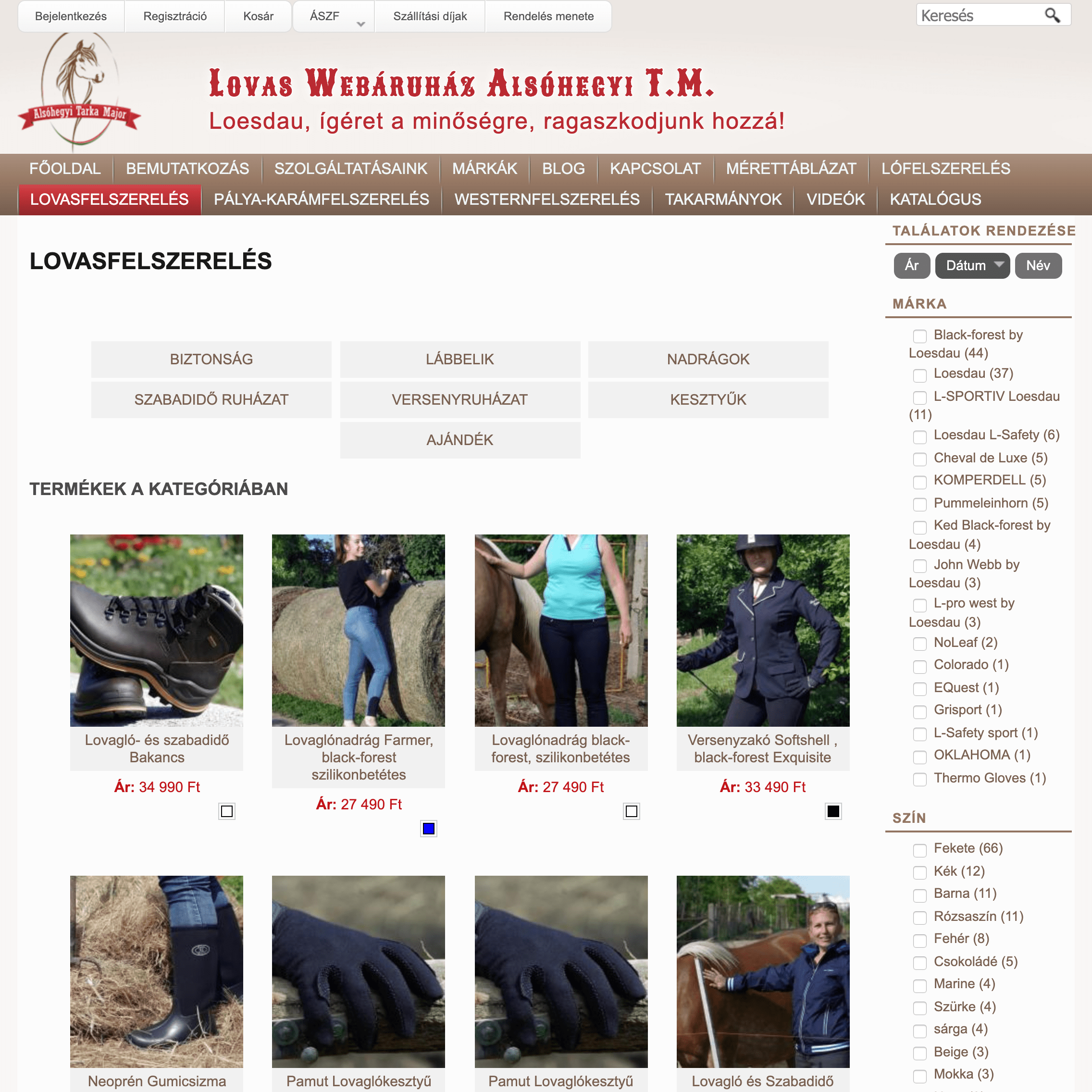 Lovas- és lófelszerelés webáruház – Lovasbolt