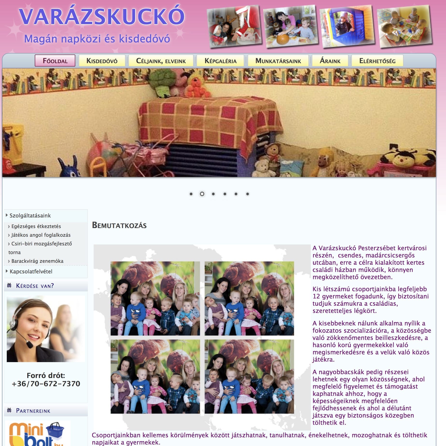 Magán napközi és kisdedóvó weboldal – Varázskuckó