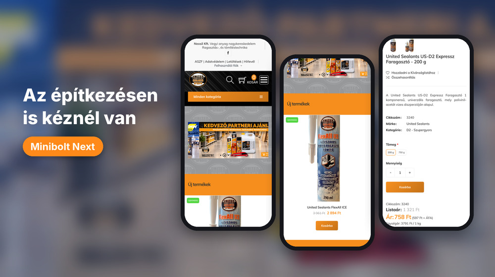 Neosil webáruház mobilon