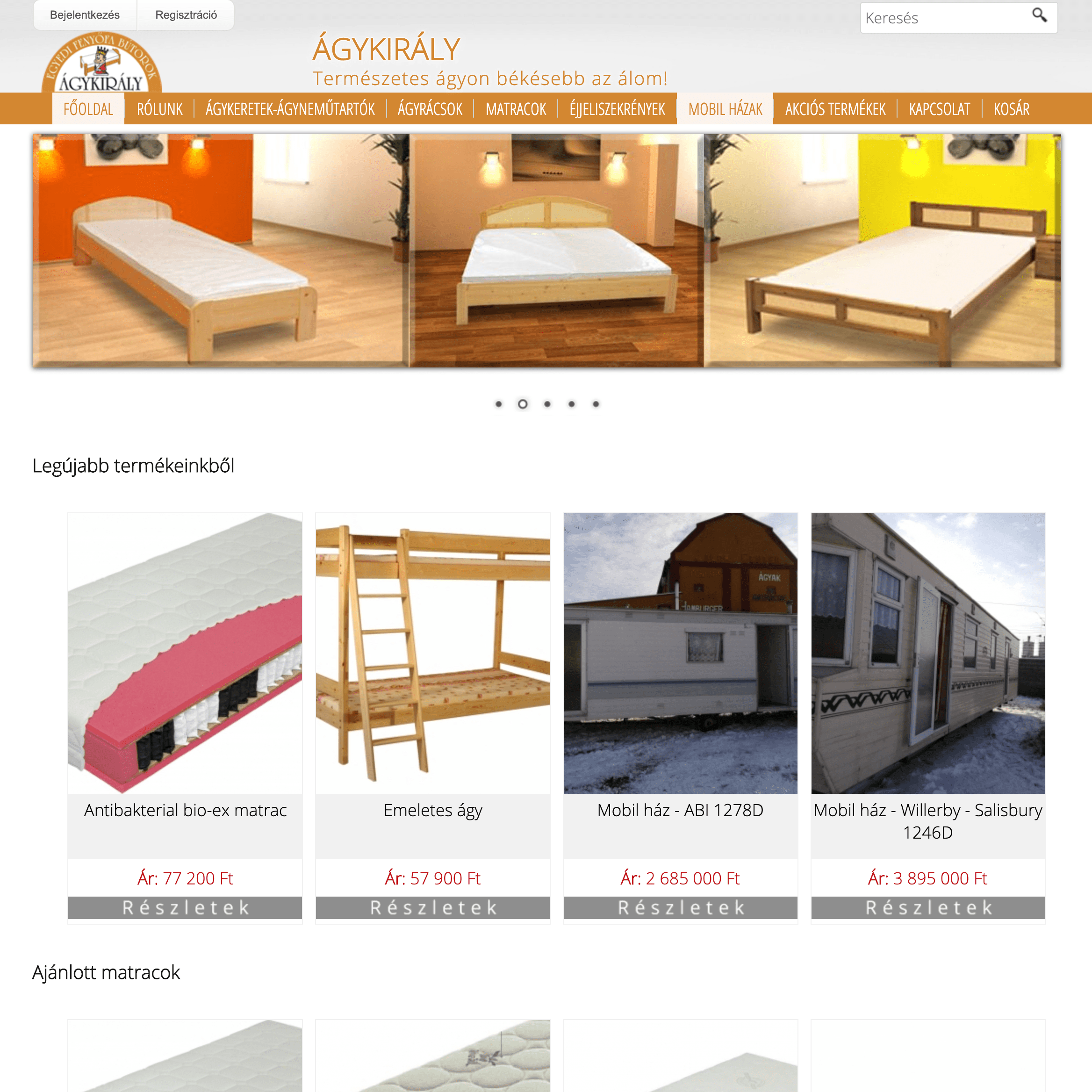 Ágy,bútor és matrac webáruház készítés