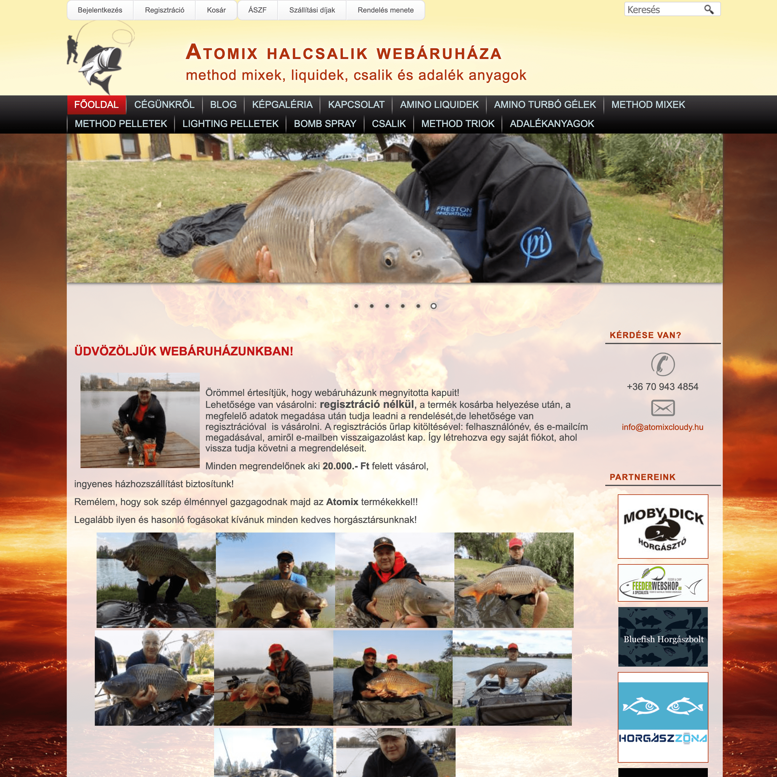 Horgászattal és halcsalikkal foglalkozó webáruház készítés