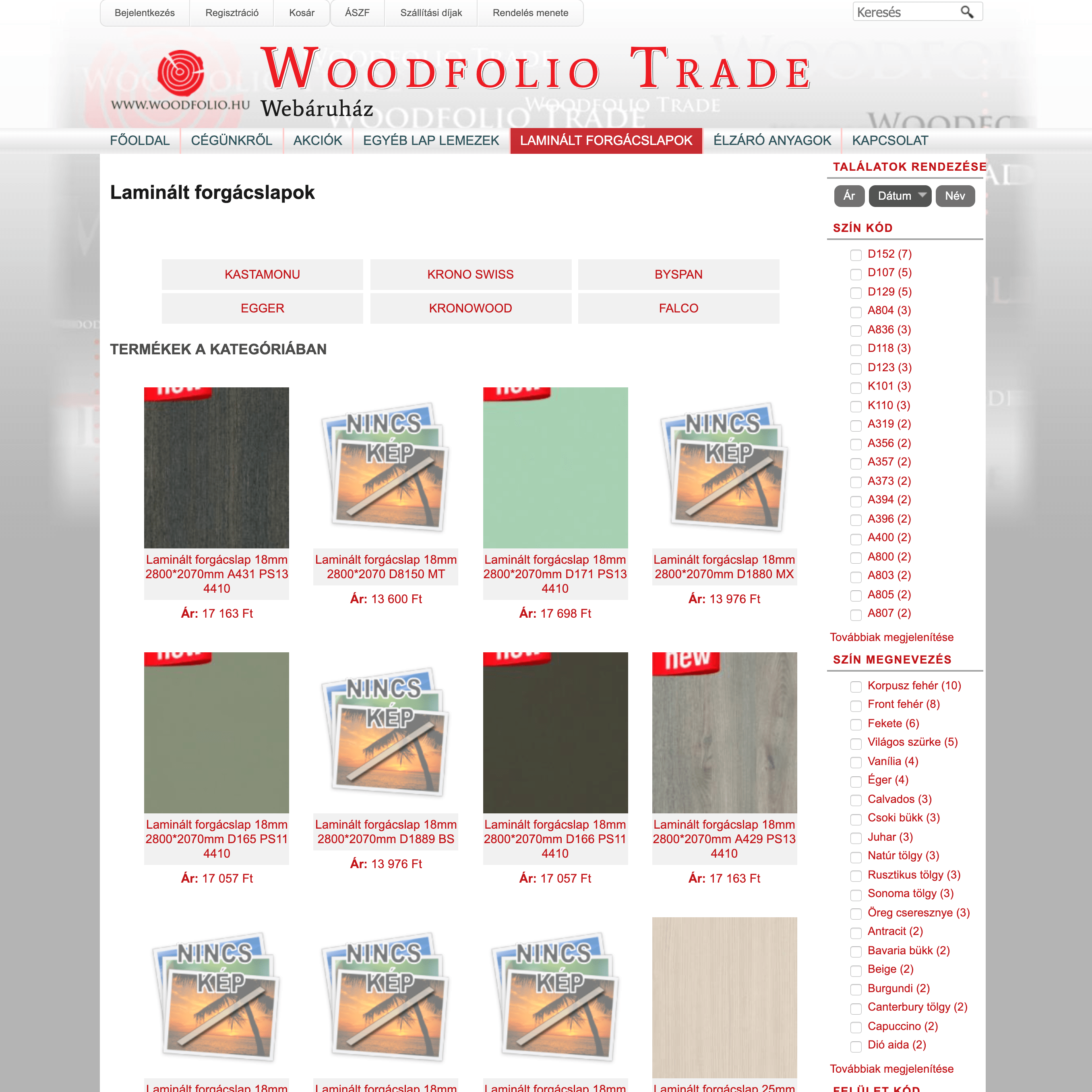 Woodfolio bútorlap webáruház készítés