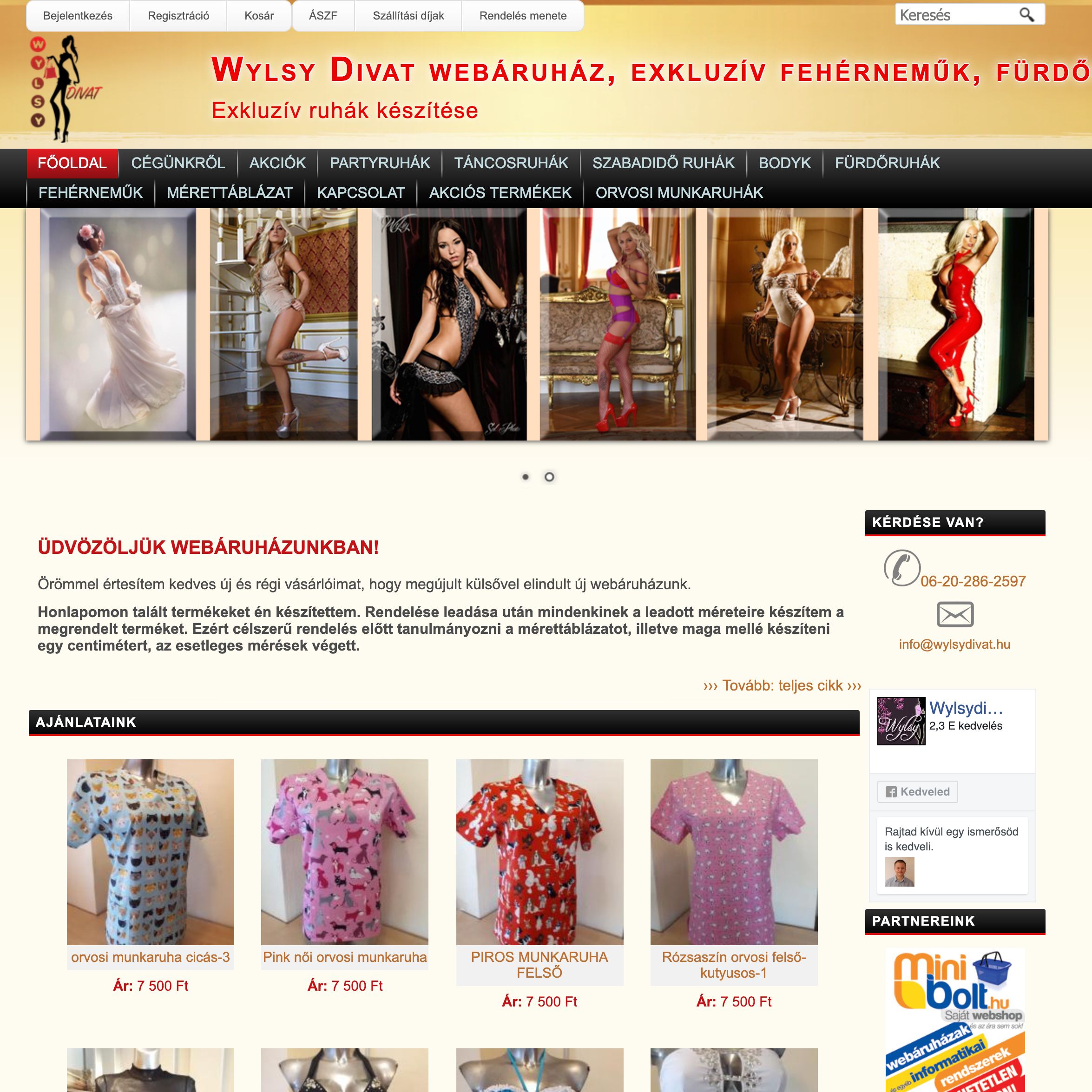 Exkluzív divat- ruha webáruház készítés