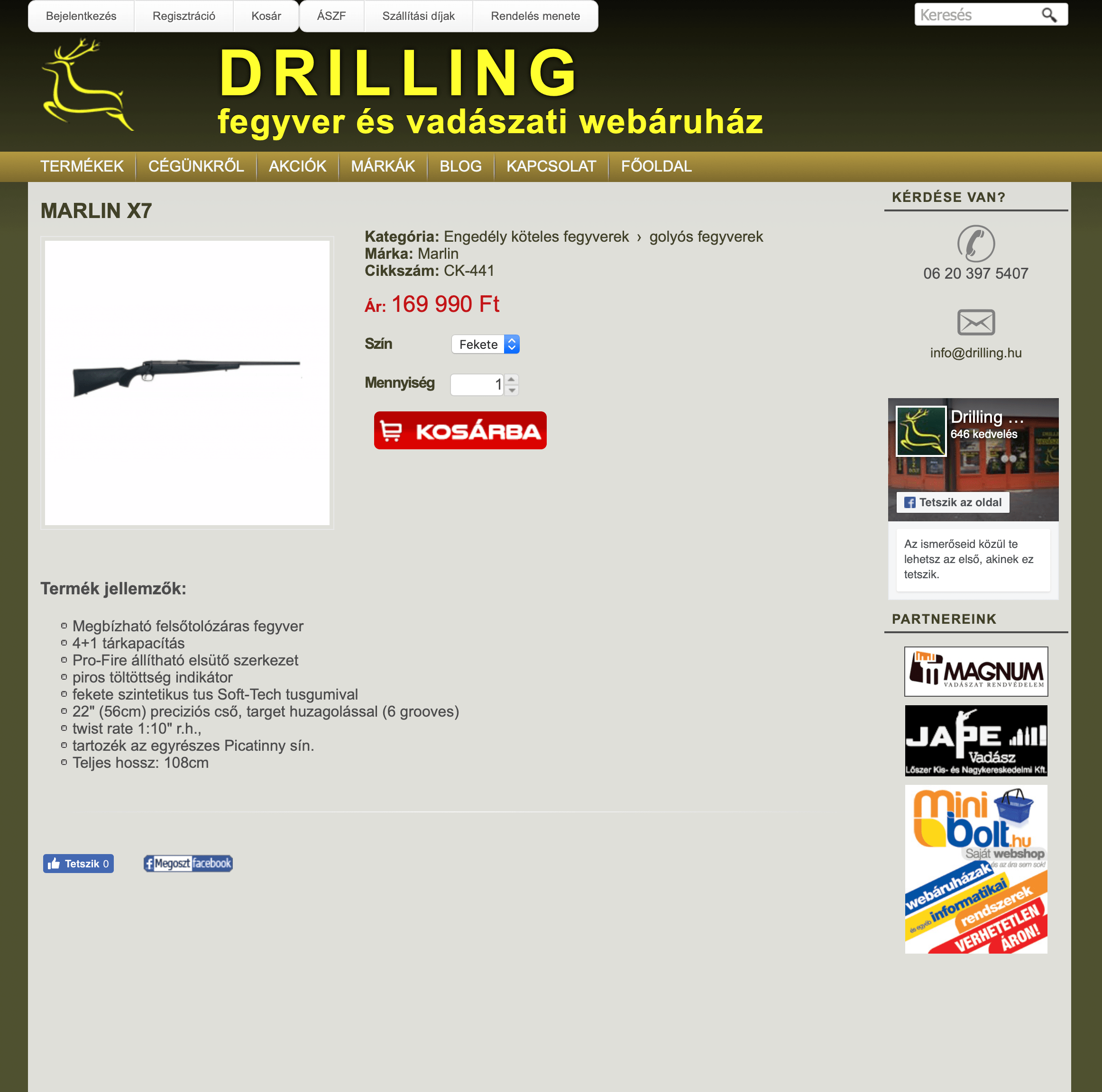 Vadászati és fegyver webáruház – Drilling
