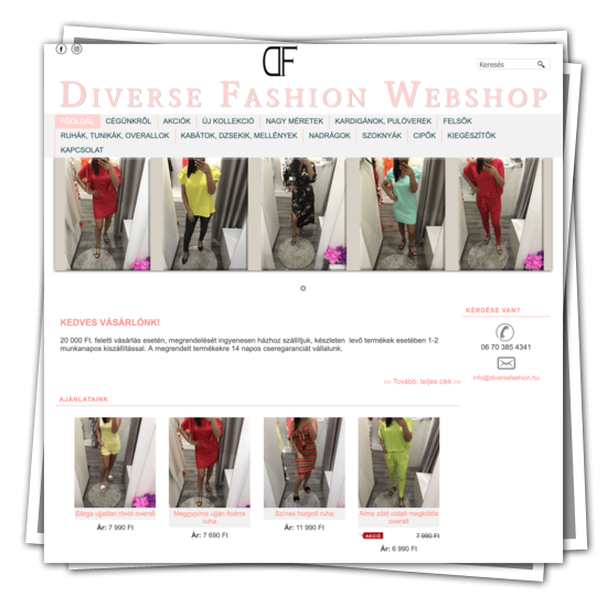 Diversefashion ruha webáruház készítés