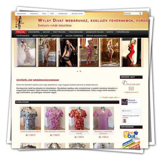 Exkluzív divat- ruha webáruház készítés