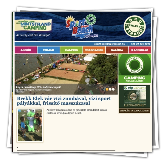 Szállásfoglaló és költségkalkulátor weboldal – Sport Beach, Gárdony
