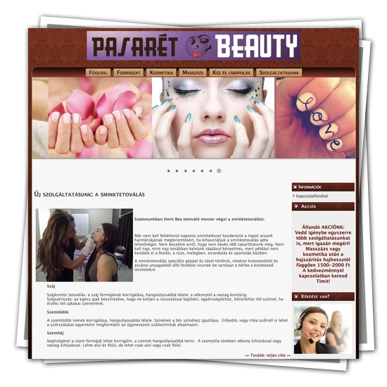 Szépségszalon weboldal – Pasarét Beauty